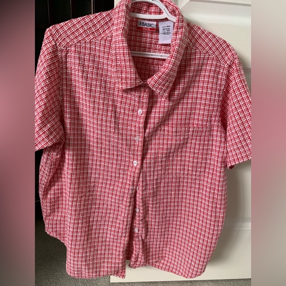 Cotton Red & White Blouse - Picture 1 of 5